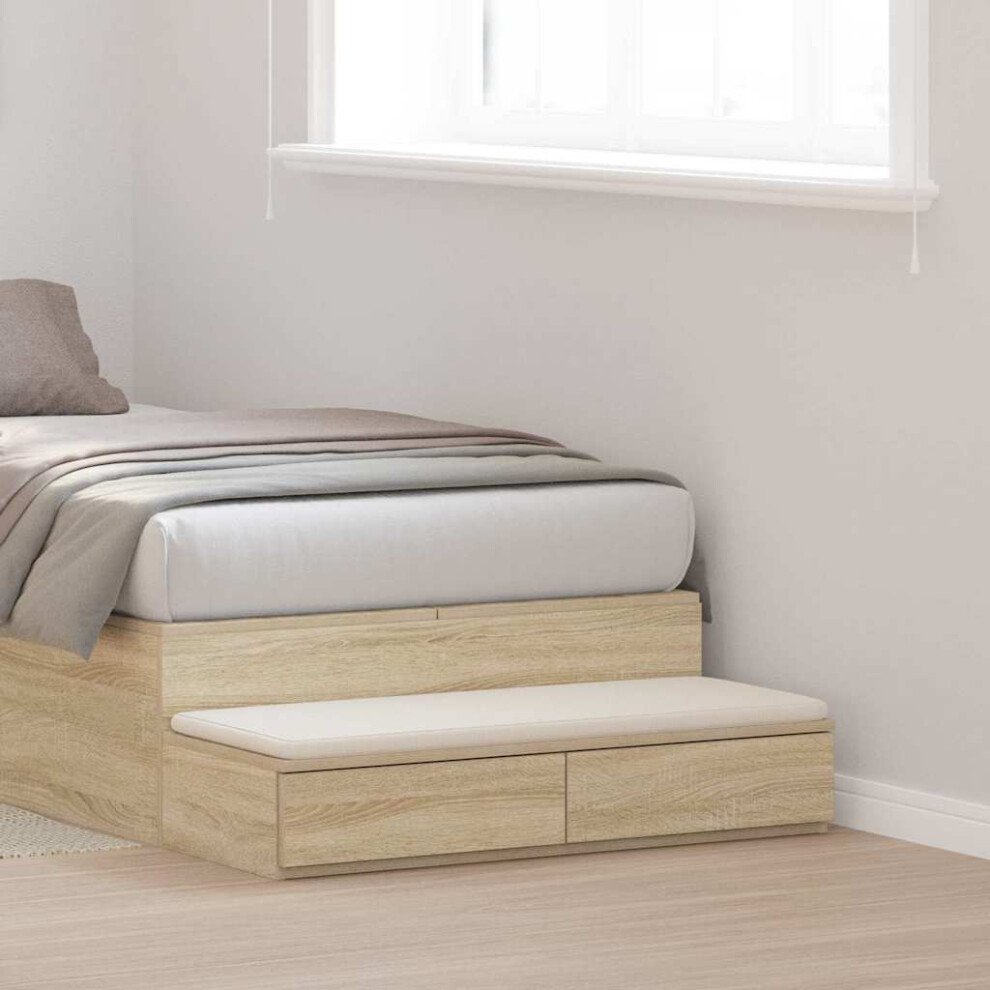 Vidaxl Bed Drawers Sonoma Oak 80 X 36.5 X 16.5 Cm Engineered Wood