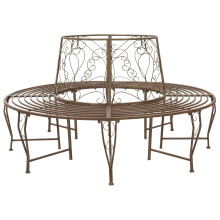 vidaXL Tree Bench 8-Seater Ø 160 x 89 cm Steel Antique Brown Round