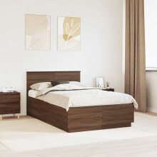 vidaXL Bed Frame with Headboard Brown Oak 120 x 190 cm Engineered Wood
