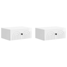 vidaXL Wall-Mounted Bedside Cabinet with Drawer 2 pcs High Gloss White