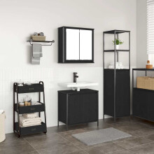 vidaXL 2 Piece Bathroom Furniture Set Black Oak Engineered Wood