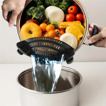 2 Silicone Noodle Strainer for Home Use Food-Grade Vegetable Washer Pot- Drain Rack Leak-Proof Design