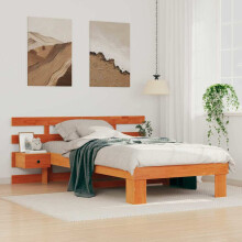 vidaXL Bed Frame with Headboard Wax Brown 75 x 190 cm Solid Pine Wood