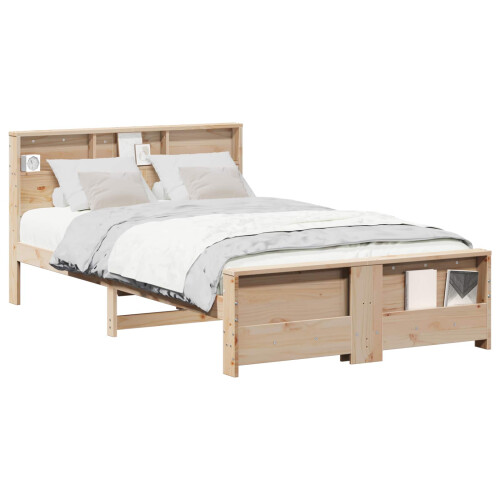 VidaXL vidaXL Bed Frame with Headboard Brown 140 x 190 cm Engineered Wood 1