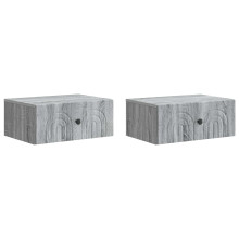 vidaXL Wall-Mounted Bedside Cabinet 2 pcs Grey Sonoma Engineered Wood