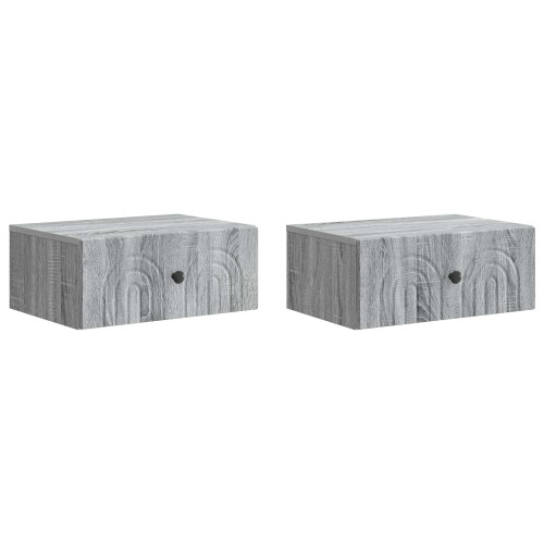 VidaXL vidaXL Wall-Mounted Bedside Cabinet 2 pcs Grey Sonoma Engineered Wood