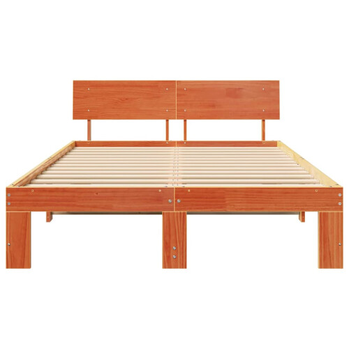 VidaXL vidaXL Bed Frame with Headboard Wax Brown 120 x 200 cm Solid Pine Wood 2