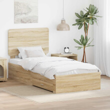 vidaXL Bed Frame with Headboard Sonoma Oak 90 x 200 cm Engineered Wood