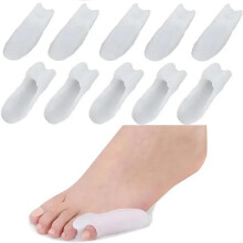 10-pack geltåskydd för små tår, separatorer och avlastningsdynor för hallux valgus, kvinnor