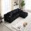 (Black, Corduroy) GOMYWAY L-Shaped Modular Sofa, 3-Seat 1