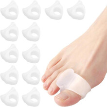 Set med 12 silikongel-tåseparatorer för hallux valgus, små tår, tåseparatorer, för hamrade hallux valgus-tår
