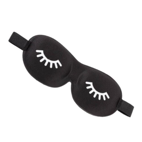 Schlafmaske, Satin, 3D-Wimpern, 21 cm, schwarz.