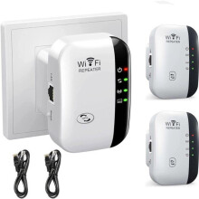 WiFi-forstærker - 2 stk. - WiFi-forstærkerstik - Signalforstærker til hjemmet - Opsætning med ét klik -