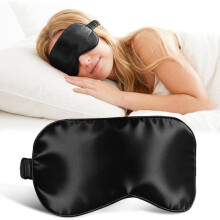 Druckfreie Schlafmaske aus 100 % Maulbeerseide, weiches, lichtundurchlässiges Kopfband, ideal für Reisen und Nickerchen, schlichte