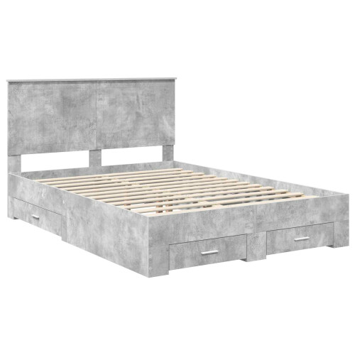 VidaXL vidaXL Bed Frame Concrete Grey 135 x 190 cm Engineered Wood 2