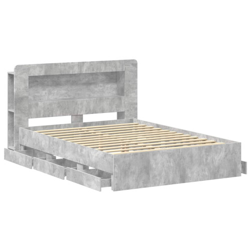 VidaXL vidaXL Bed Frame with Storage Concrete Grey 150 x 200 cm 2