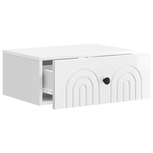 VidaXL vidaXL Wall-Mounted Bedside Cabinet with Drawer 2 pcs High Gloss White 2