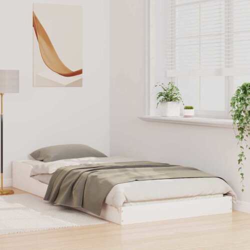 VidaXL vidaXL Bed Frame White 100 x 200 cm Solid Pine Wood 2
