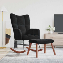 vidaXL Rocking Chair with Footstool Black Velvet