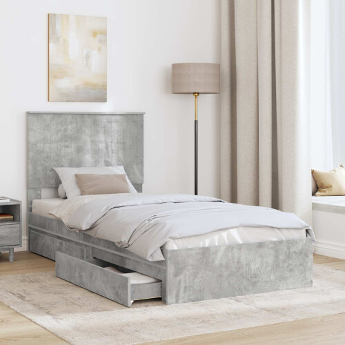VidaXL vidaXL Storage Bed Concrete Grey 90 x 190 cm Engineered Wood 1