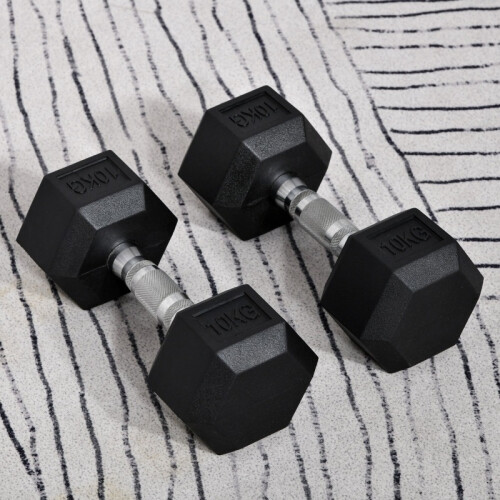 2x10kg Hex Dumbbells Set – Rubber Coated 1