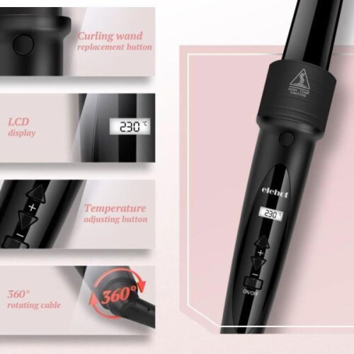 Μπούκλα μαλλιών 5 σε 1 - ELEHOT - Οθόνη LCD - Τεχνολογία Τουρμαλίνης και Κερ 2