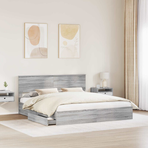 VidaXL vidaXL Storage Bed Grey Sonoma 180 x 200 cm Engineered Wood 2