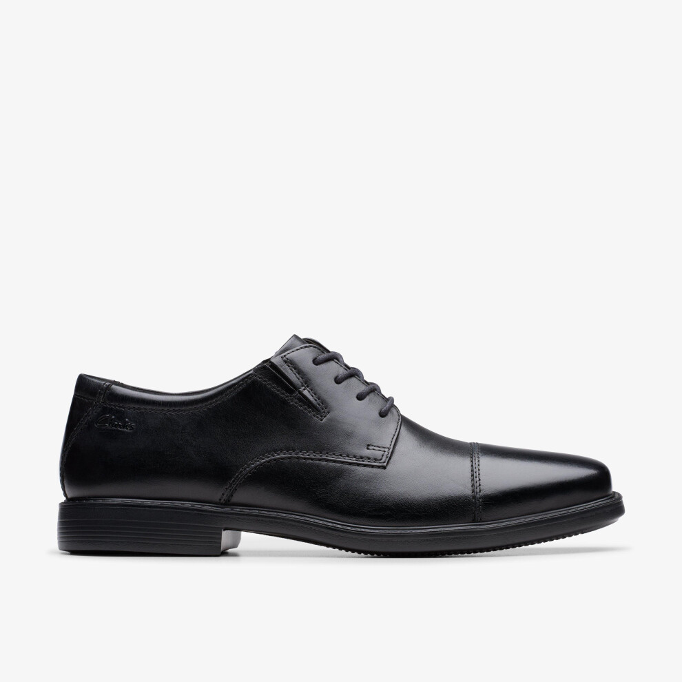 Clarks (Standard, 7 (Adults')) Cosgrove Cap Black Leather
