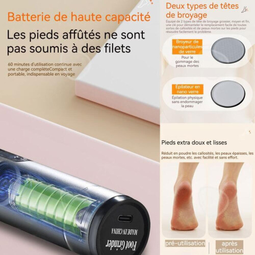 Ηλεκτρική λίμα ποδιών 800mAh, ασύρματη φορητή ηλεκτρική λείανση ποδιώ 1