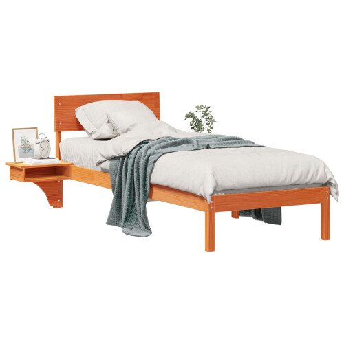 VidaXL vidaXL Bed Frame with Headboard Wax Brown 75 x 190 cm Solid Pine Wood 2