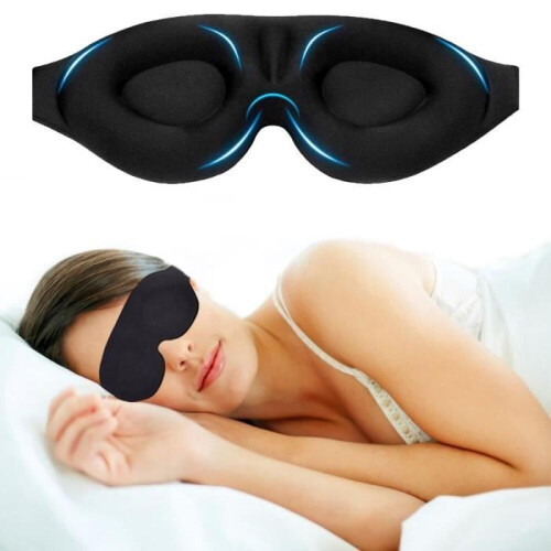 Μάσκα ύπνου - NOVIDIA - 3D - Αφρός μνήμης - 100% συσκότιση - Μαύρο 1