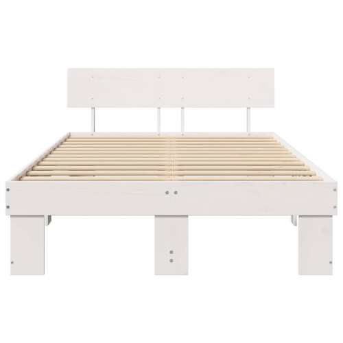 VidaXL vidaXL Bed Frame with Headboard White 120 x 200 cm Solid Pine Wood 2
