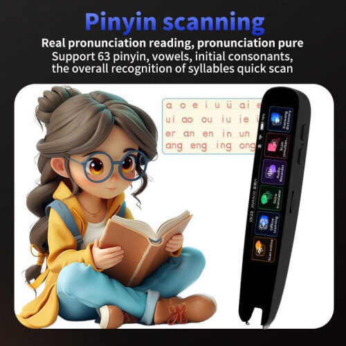 Caneta de tradução inteligente multilíngue de 3,69 polegadas, scanner de texto, tradução instantânea, suporte offline para inglês, 2