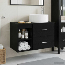 vidaXL Bathroom Furniture Set 2 pcs Black Oak Engineered Wood
