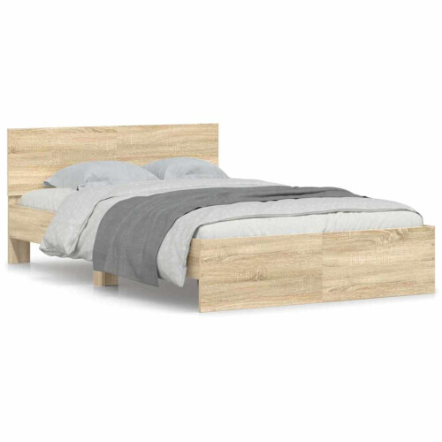 VidaXL vidaXL Bed Frame with Headboard Sonoma 137 x 190 cm Engineered Wood 2