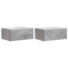 vidaXL Wall-Mounted Bedside Cabinet with Drawer 2 pcs Concrete Grey