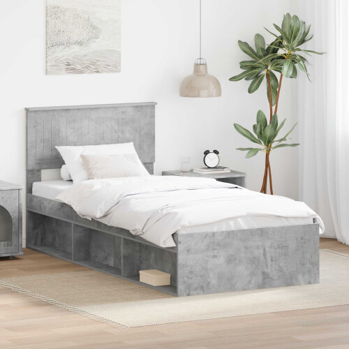 VidaXL vidaXL Bed Frame Concerte Grey 90 x 190 cm Solid Pine Wood