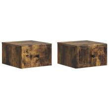 vidaXL Wall-Mounted Bedside Cabinet 2 pcs Smoked Oak 33 x 34.5 x 20 cm