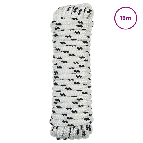 VidaXL vidaXL Boat Rope 15 m 1 White and Black Polyester 1