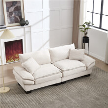 (Beige, Corduroy) Modern 2-Seater Loveseat Sofa,Deep Seat