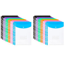 Paquet de 24 A4 Perforé Poches Portefeuilles En Plastique - Dossiers de Fichiers D'Enveloppe de Poche de Reliure Extensible à 11 Trous