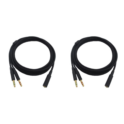 2 Pcs 3.5mm Universal 2 in 1 Gaming Headset Audio- Extend Cable for HyperX Cloud II/Alpha-/Cloud Flight/Core Headphone