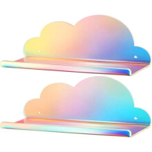 2 Estantes de Pared Flotantes de Acrílico con Diseño de Nube, Coloridos, para Decoración del Hogar y Organización.