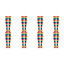 8X Kleurrijke Regenboog Gestreepte Sokken over de Knie Clown Gestreept Kostuum Hoge Kousen voor Halloween Cosplay Feesten