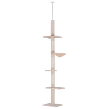 5-Tier Floor-to-Ceiling Cat Tree – 230-260 cm Beige