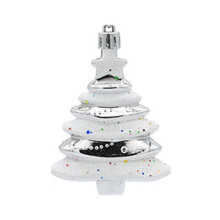 8x6cm 4 Pack Christmas Special-Shaped Christmas Tree Decoration Props Gift Plastic Painted Christmas Tree Silver