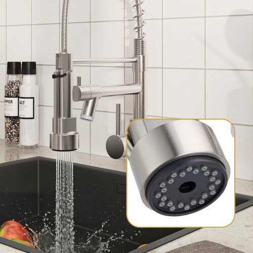 Living And Home Dual Spout Swivel Kitchen Faucet with LED Light 1