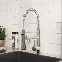 Dual Spout Swivel Kitchen Faucet with LED Light