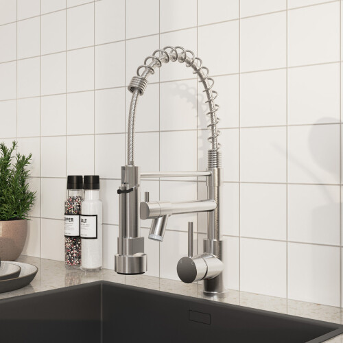 Living And Home Dual Spout Swivel Kitchen Faucet with LED Light