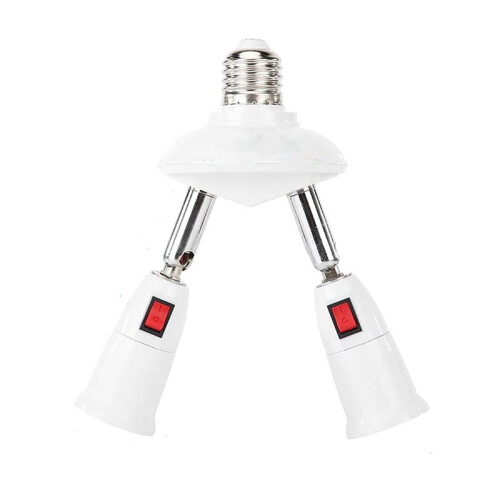 3X 360 Degree Adjustable - 2 in 1 E27 Splitter Socket Adapter. E27 Standard LED Bulb Socket Adapter 1